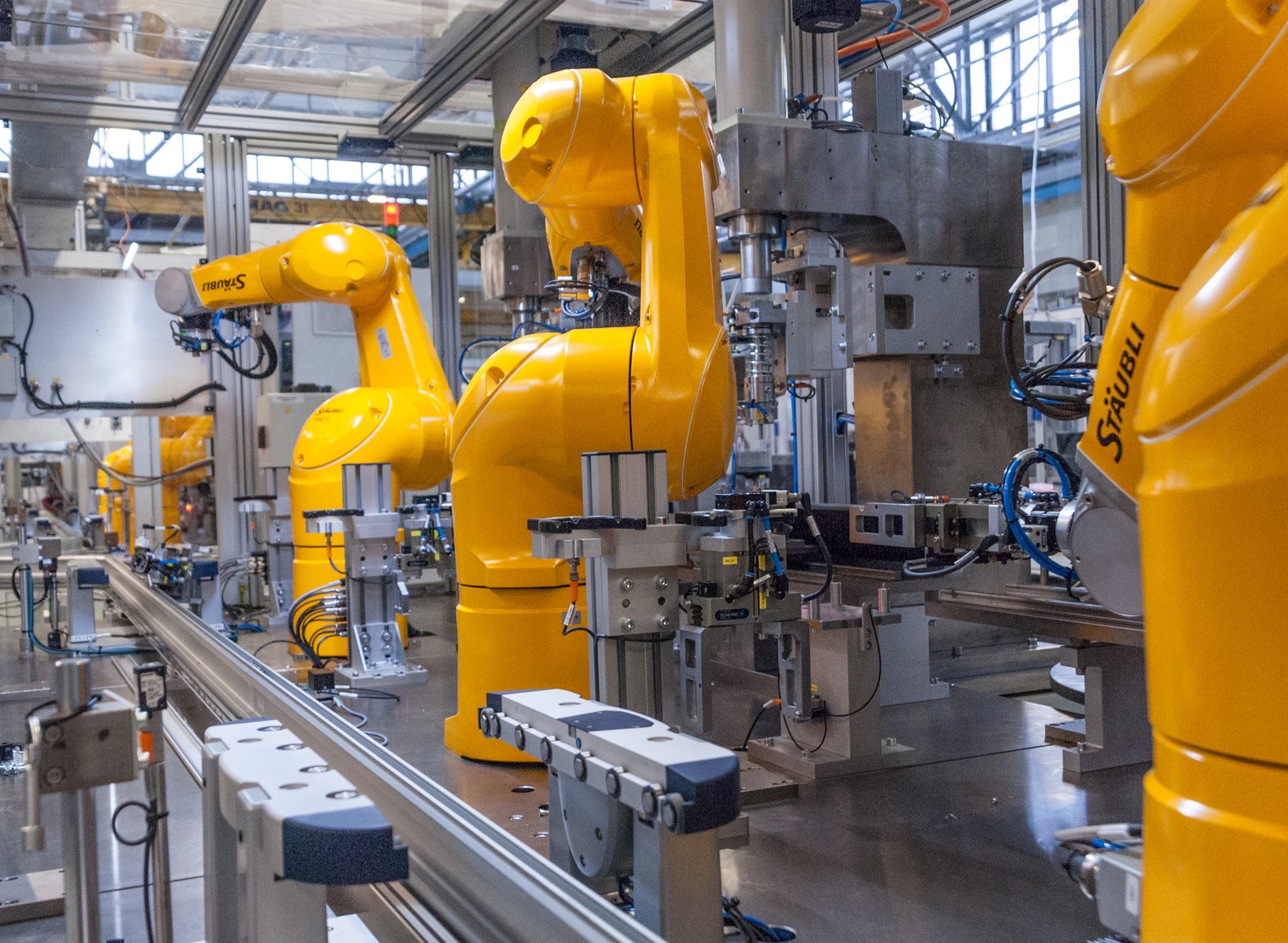 Robotics line in an engineering setting
